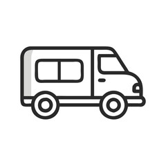Van Illustration in Outline Style with Dark Background