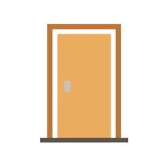 Isolated minimalistic cartoon door vector illustration on black