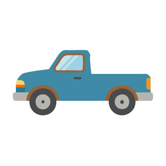 Blue Pickup Truck Illustration on Black Background Vector