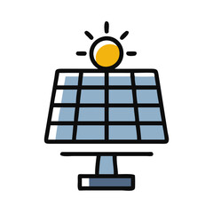 Solar Panel with Sun: Clean Energy Vector Icon