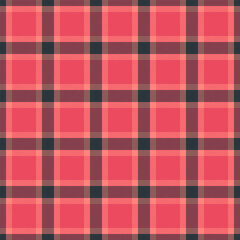 Vibrant plaid pattern in shades of pink and charcoal. Classic woven texture creates a cozy, rustic feel. Ideal for backgrounds, apparel design, or holiday themes.