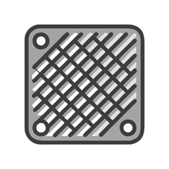 Square manhole cover icon in gray and black