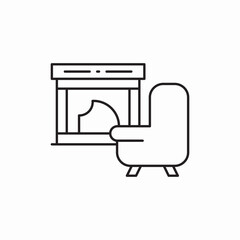 fireplace armchair icon vector sign