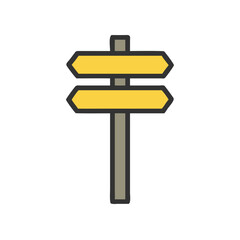 Yellow Direction Sign on Black Background Illustration Vector