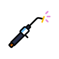 Welding torch vector icon on black background illustration