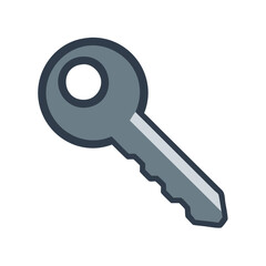 Single Gray Key Isolated on Black Background Security