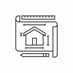 blueprint house home icon vector sign