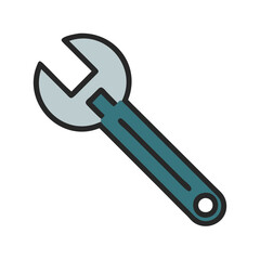 Illustration of a single wrench tool on black background