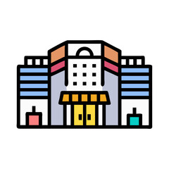 Obraz premium Colorful office building icon on black background vector