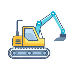 Cartoon Excavator Construction Vehicle Vector Graphic Illustration