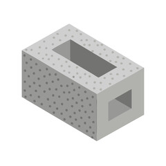 Isometric Concrete Block: Gray Hollow Core Construction Material
