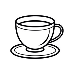 outline of coffee cup with white background