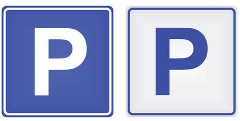 Parking sign with letter P. vector