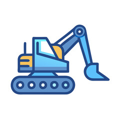 Cute Excavator Icon on a Black Background
