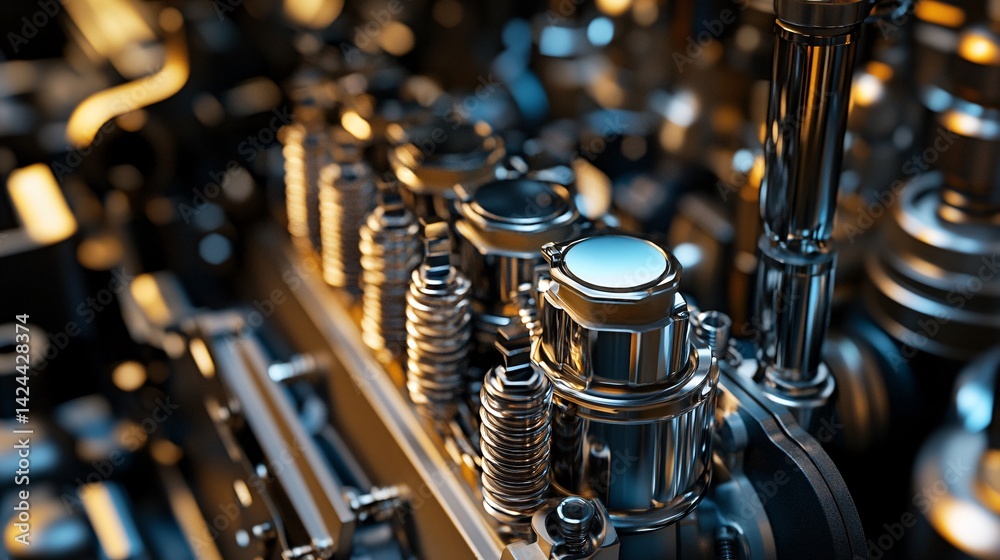 Aufkleber chrome engine pistons showing inner workings of machine