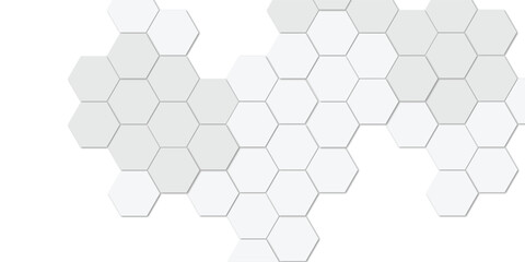 Abstract technology white and grey geometric hexagon shape on transparent background vector.