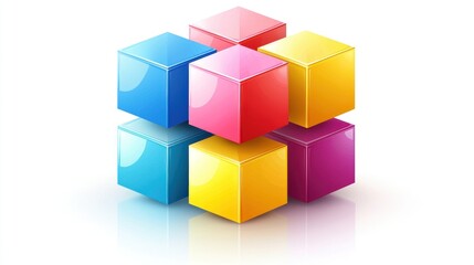 Obraz premium Colorful Cubes Abstract Composition: A vibrant display of interconnected cubes in various colors, symbolizing unity, creativity, and design.