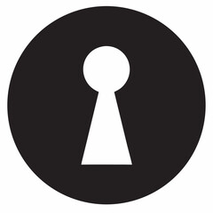 Key Hole Black and White Round Icon  vector silhouette 