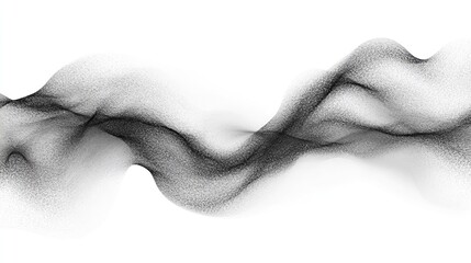 Abstract black flowing particles on white background