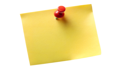 yellow sticky note with push pin