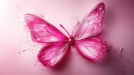 Pink butterfly, abstract design, soft background, elegant, digitally created image