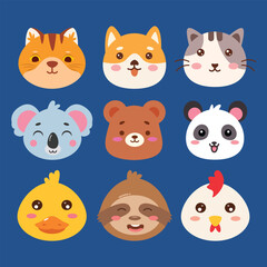 Cute animal avatar collection set
