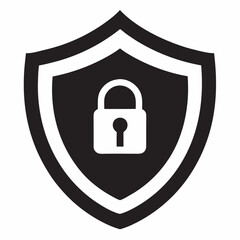 Shield padlock icon design Vector silhouette