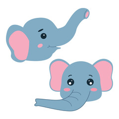 Cute elephant avatar collection set. Logo animal elephant
