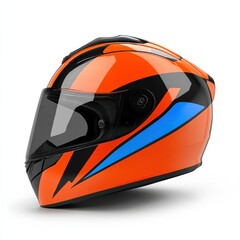 Fototapeta premium Orange and Black Motorcycle Helmet with Tinted Visor