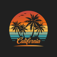 Naklejka premium palm trees silhouette t shirt design. t-shirt design vector for print