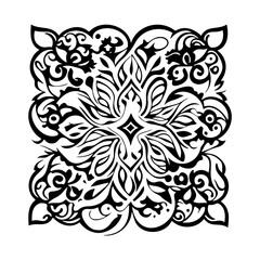 Intricate Floral Motif Pattern on White Space