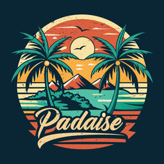 Tropical Beach Escape: Stunning Vector Illustration of a Paradise Shoreline