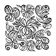 Elegant Floral Flourishes Vector Design on White