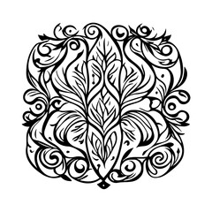 Abstract Floral Decoration with Swirling Elements