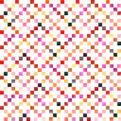 Seamless geometric pattern with an ornament of colored squares.