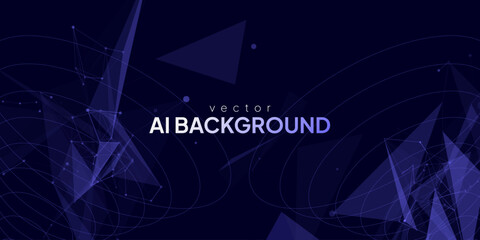  Abstract blue AI background with glowing geometric lines, digital particles and cyber tech vibes, ideal for web banners and hi-tech concepts.