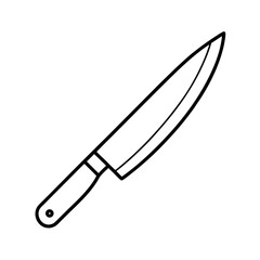Simple Knife Outline on White Background