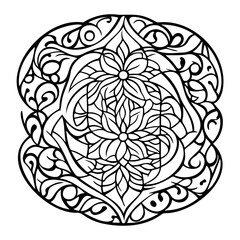 Ornamental Floral Abstract Design Monochrome Art