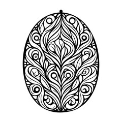 Ornamental Floral Egg Shape Line Art Design