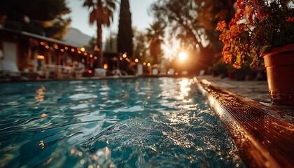 Poolside Sunset Relaxation