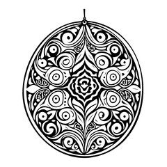 Intricate Black and White Floral Medallion Design