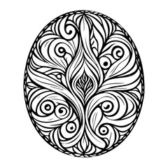 Abstract Floral Ornate Egg-Shaped Illustration