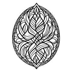 Ornamental Egg-Shaped Floral Design Intricate
