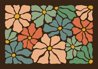 Vintage wall prints with flowers, leaves, shapes. Modern aesthetic illustrations. Bohemian style Contemporary artistic Design wall decoration, postcard, poster, brochure.