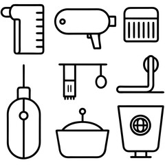 Collection of vector icons related to business workspace