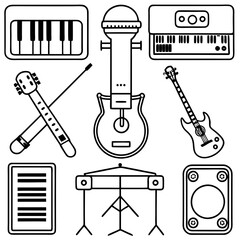 Musical instruments illustration in vector art style