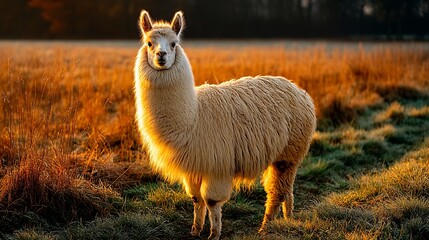 Fototapeta premium Majestic llama in golden light