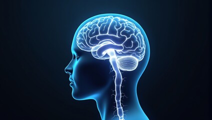 Obraz premium Profile View of Glowing Brain Neural Pathways