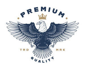 Elegant bald eagle with crown emblem design