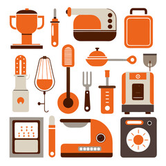 Modern Kitchen Tools Set in Vector Illustration Style